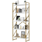 Vongrasig 5 Tier Bookshelf, Modern Industrial Bookcase with Metal Frame | 62” Tall Display Shelf, Free Standing Storage Organizer for Home Office, Living Room, Bedroom