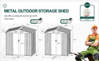 Walsunny Outdoor Steel Storage Shed, Metal Garden Shed 