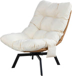 Vongrasig Swivel Wicker Chair PE Rattan Chair with Cushion, Oversized Patio Lounge Chair for Outdoor, Indoor, Balcony, Backyard, Garden, Living Room