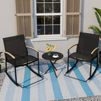 Walsunny 3 Pieces Patio Set Outdoor Patio Furniture Sets Modern Rocking Bistro Set Textilene Chair Conversation Sets Black (7609554796720)