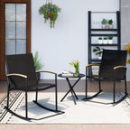 Walsunny 3 Pieces Patio Set Outdoor Patio Furniture Sets Modern Rocking Bistro Set Textilene Chair Conversation Sets Black (7609554796720)