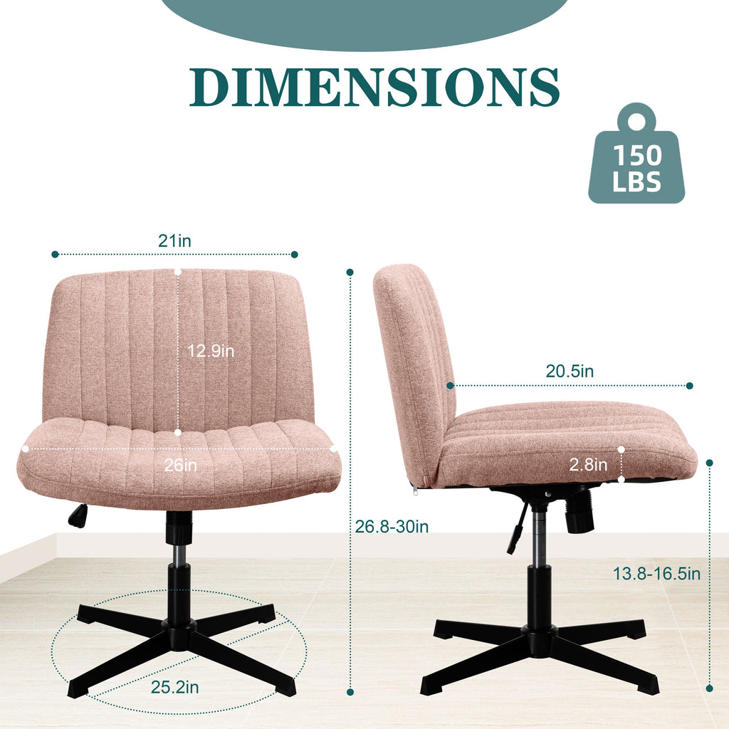 Walsunny Cross Legged Office Chair Armless Wide Chair Cross Legged Office Chair Computer Chair #color_pink #foot_fixed-foot