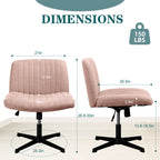 Walsunny Cross Legged Office Chair Armless Wide Chair Cross Legged Office Chair Computer Chair #color_pink #foot_fixed-foot