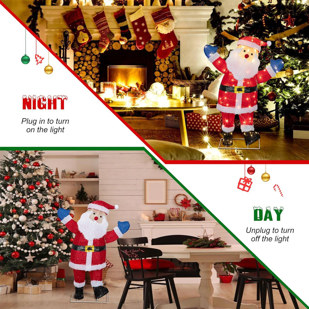 Walsunny  Christmas Standing Santa Claus 3D Super Large Lighted Holiday Displays Family Set