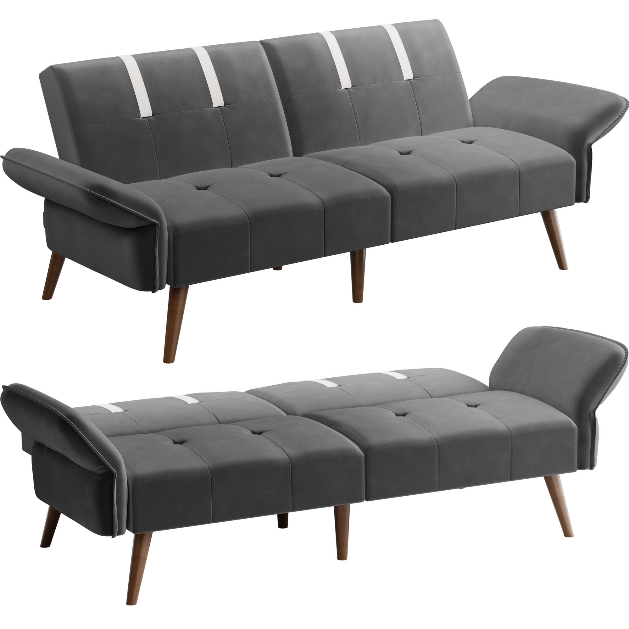 Walsunny Velvet Loveseat Sofa Couch Sofa cama for Apartments (7346697994416)