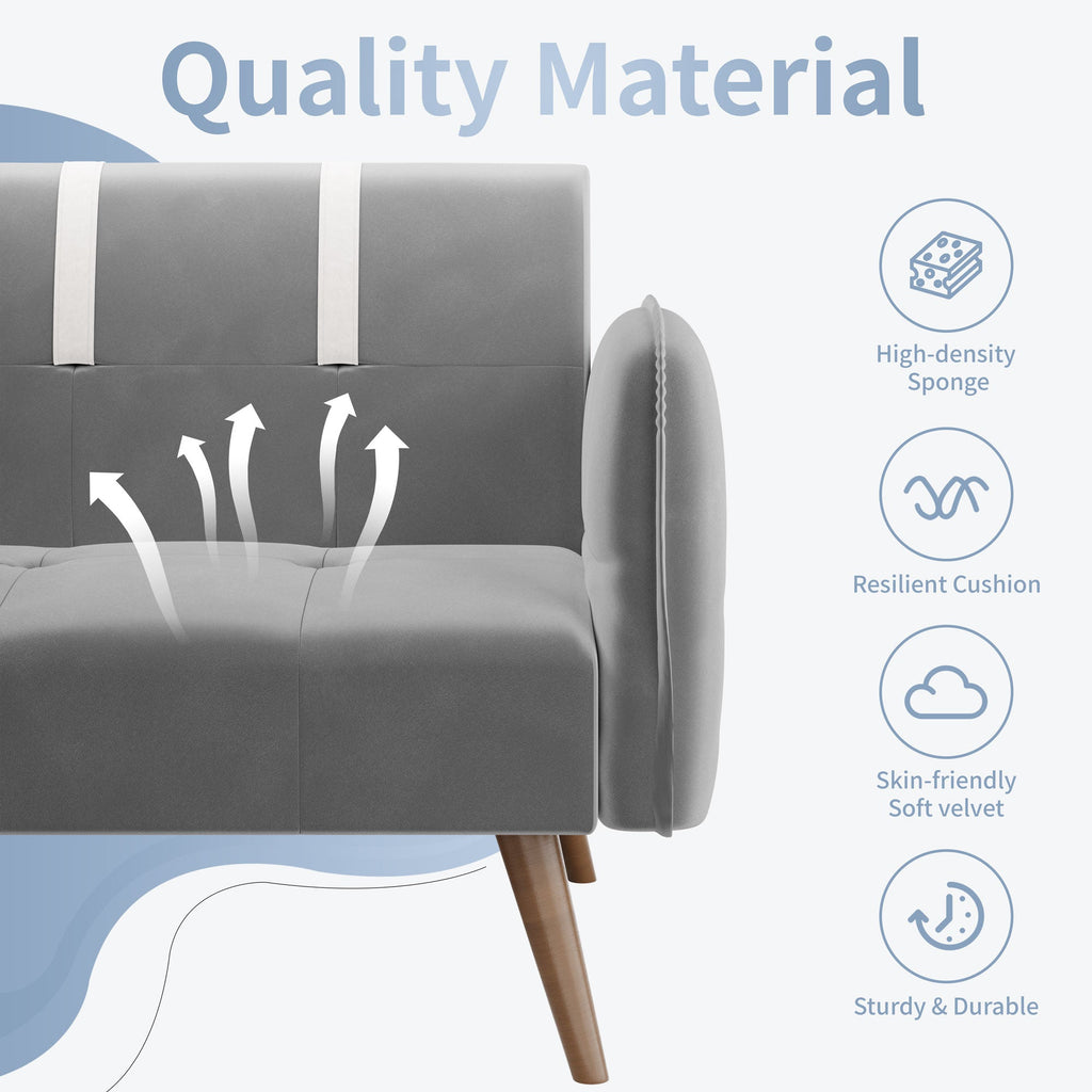 Walsunny Velvet Loveseat Sofa Couch Sofa cama for Apartments (7346697994416)