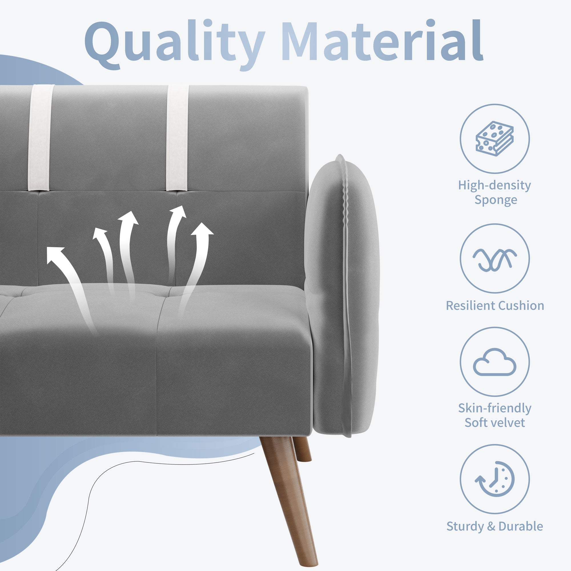 Walsunny Velvet Loveseat Sofa Couch Sofa cama for Apartments (7346697994416)