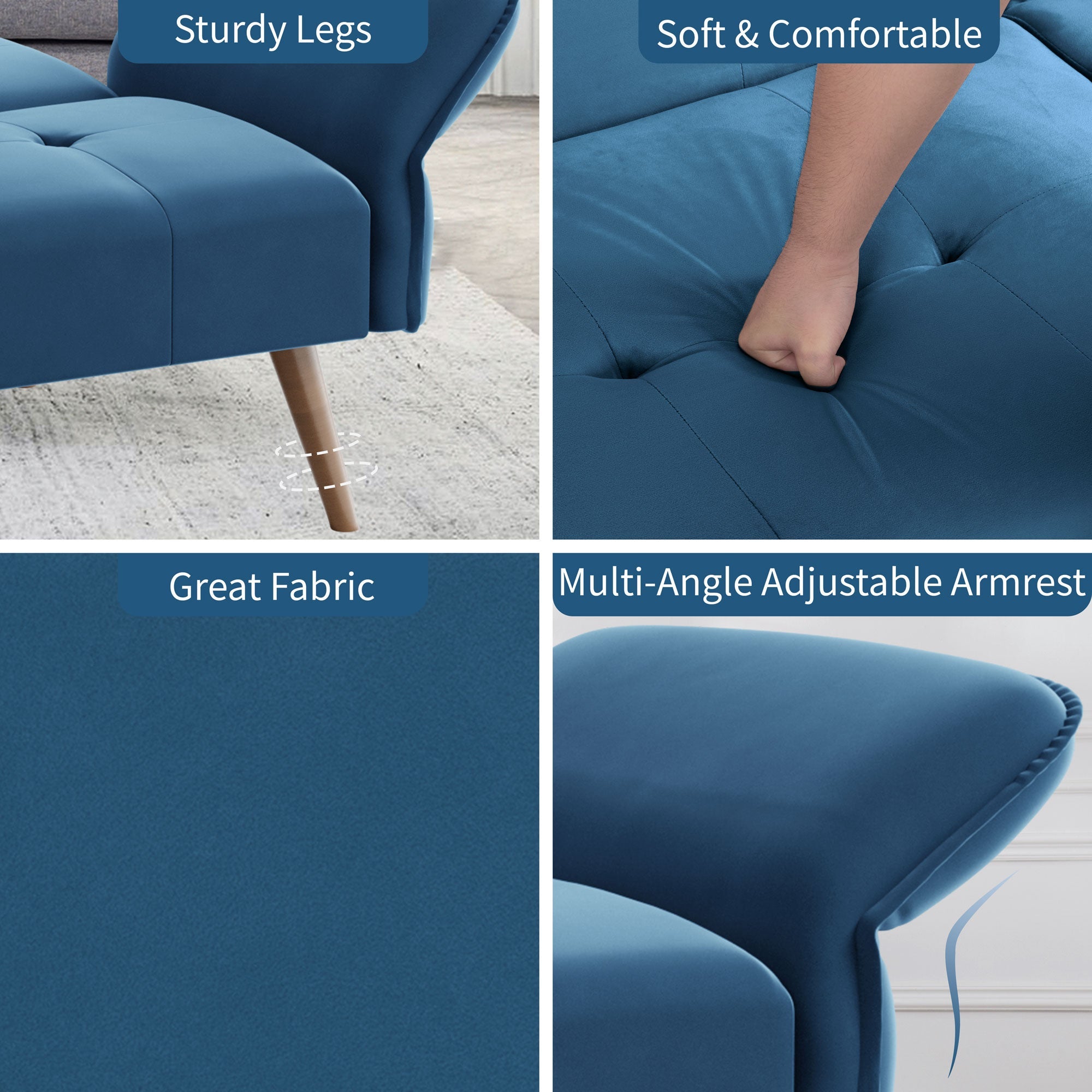 Walsunny Velvet Loveseat Sofa Couch Sofa cama for Apartments (7346697994416)
