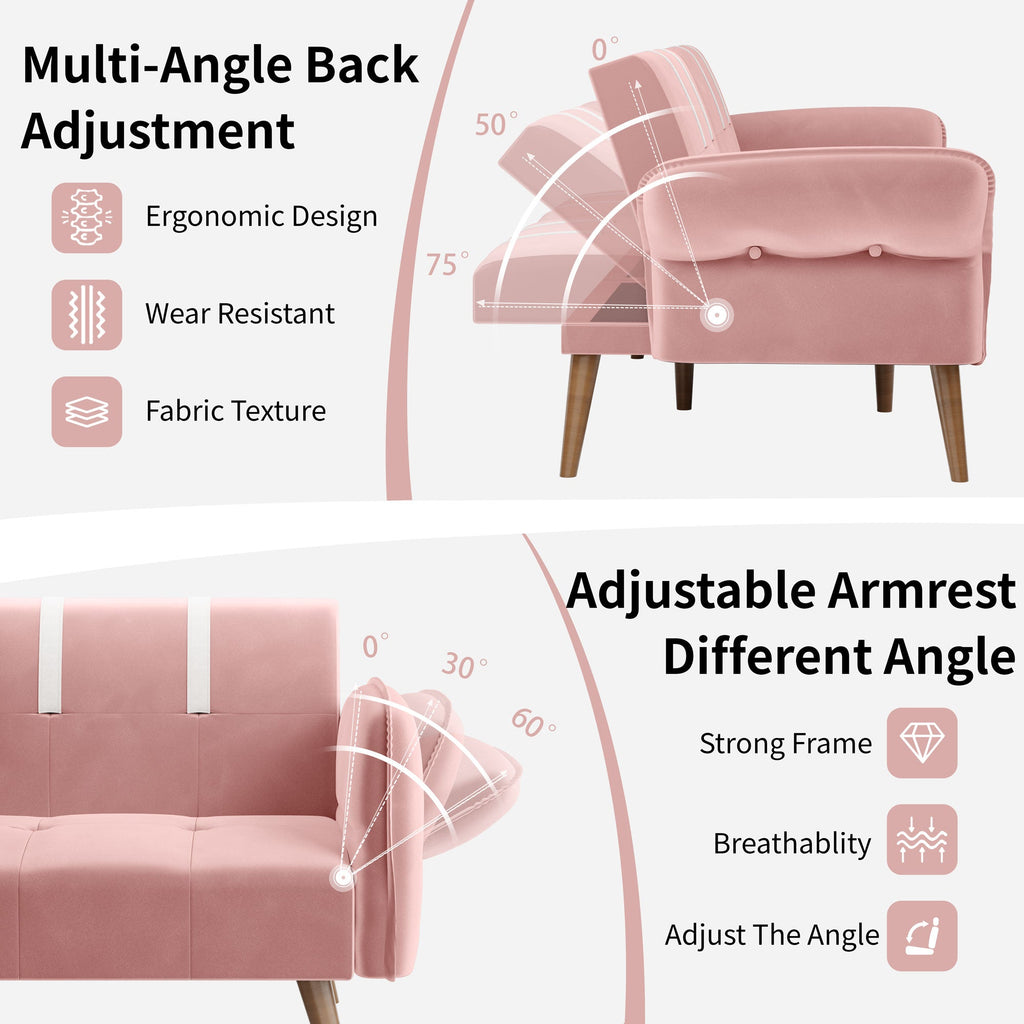 Walsunny Velvet Loveseat Sofa Couch Sofa cama for Apartments (7346697994416)