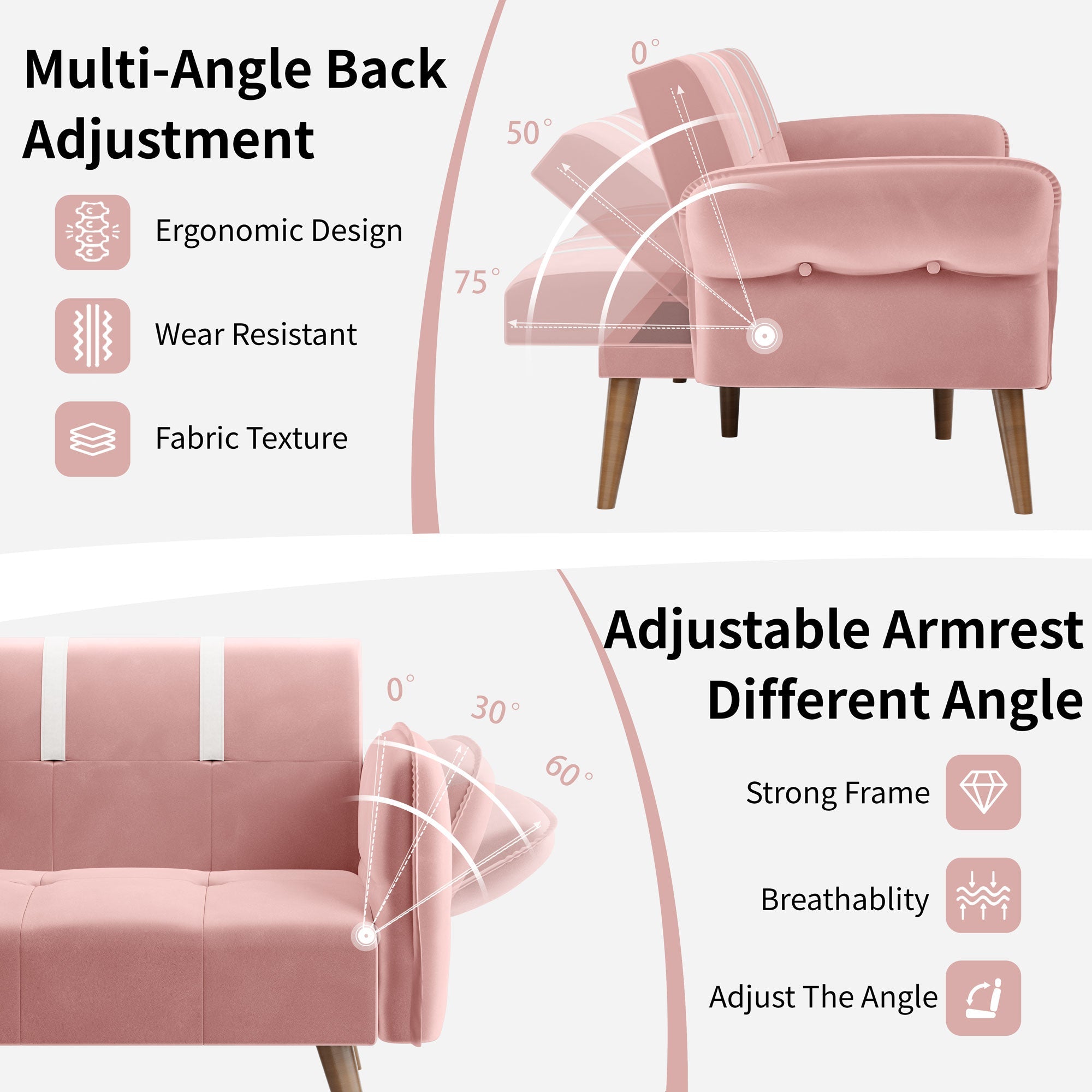 Walsunny Velvet Loveseat Sofa Couch Sofa cama for Apartments (7346697994416)