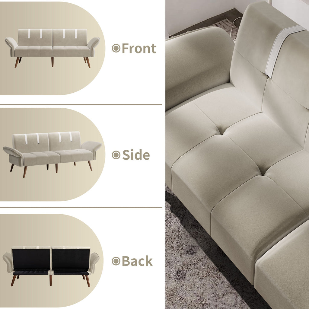 Walsunny Velvet Loveseat Sofa Couch Sofa cama for Apartments (7346697994416)