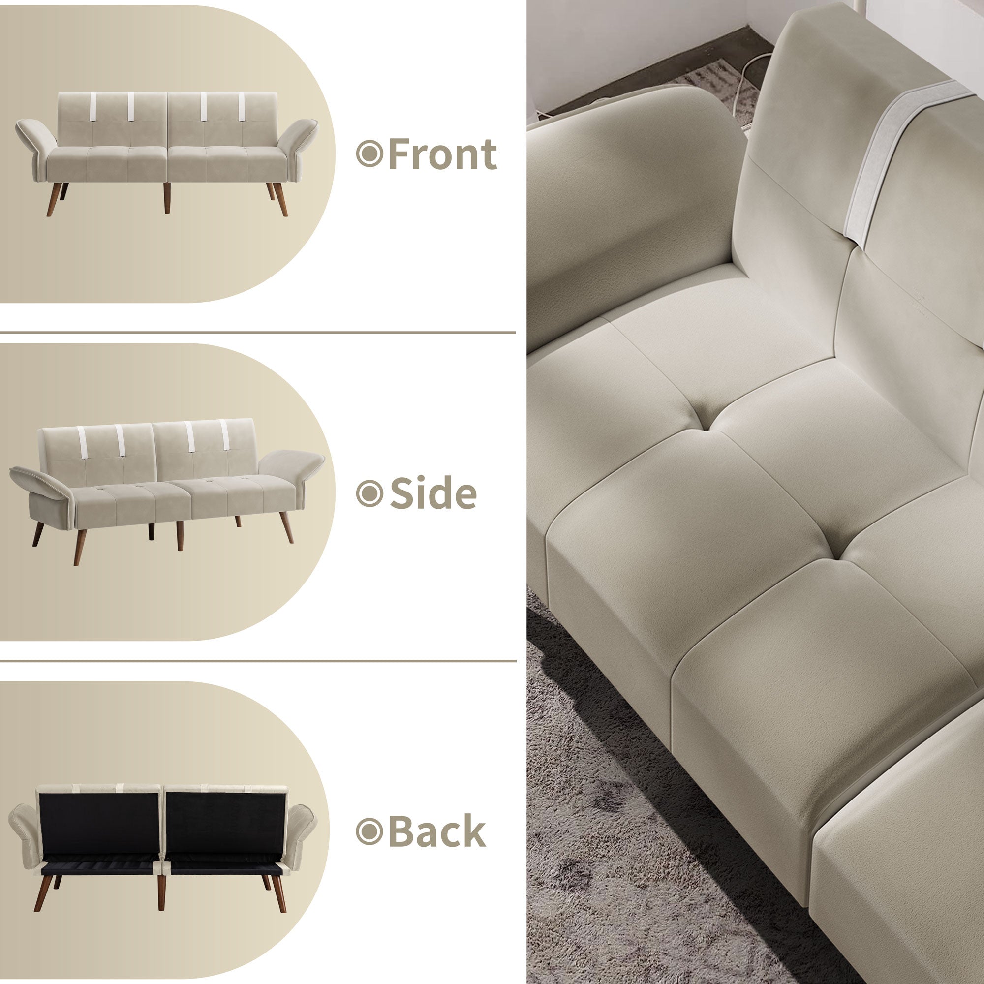 Walsunny Velvet Loveseat Sofa Couch Sofa cama for Apartments (7346697994416)