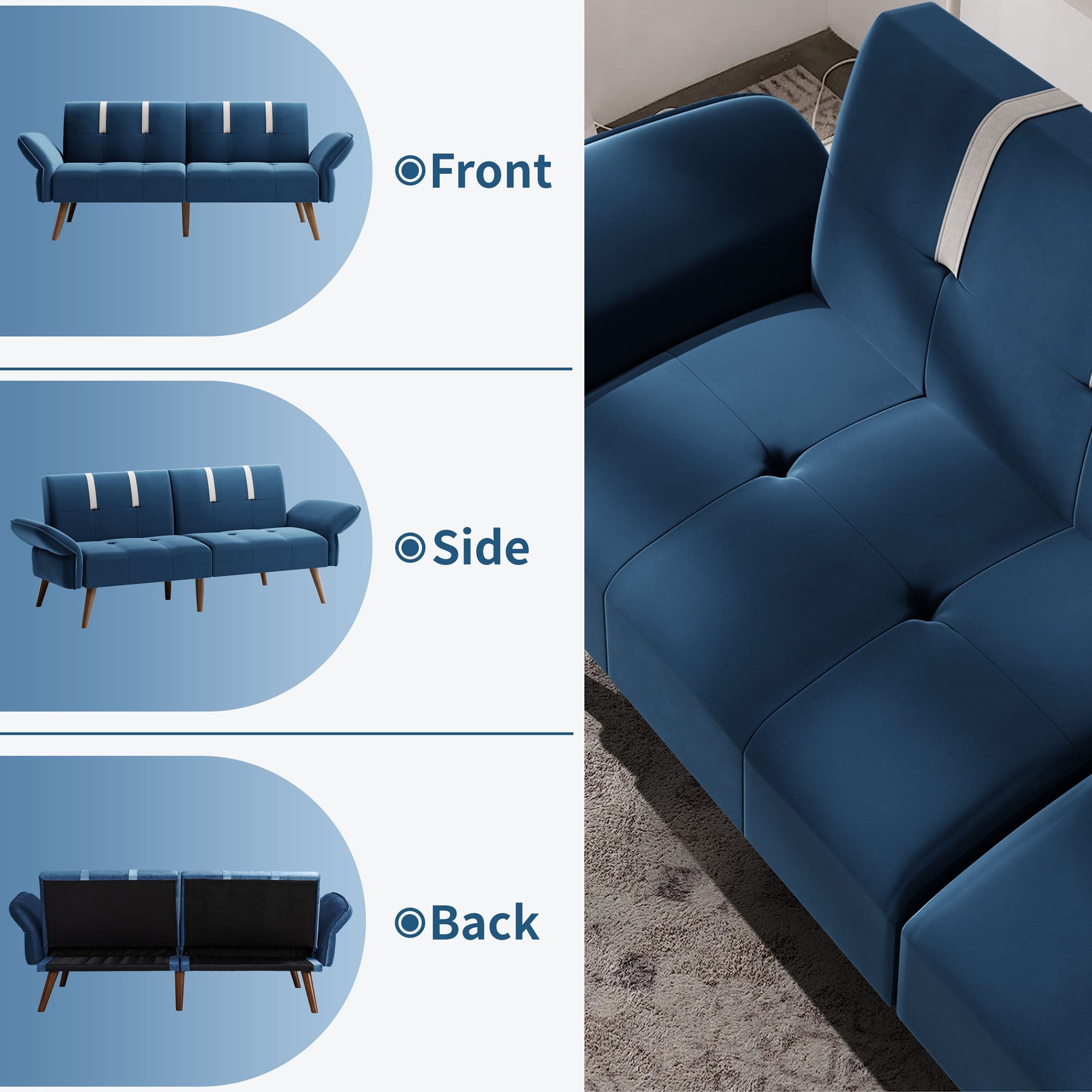 Walsunny Velvet Loveseat Sofa Couch Sofa cama for Apartments (7346697994416)