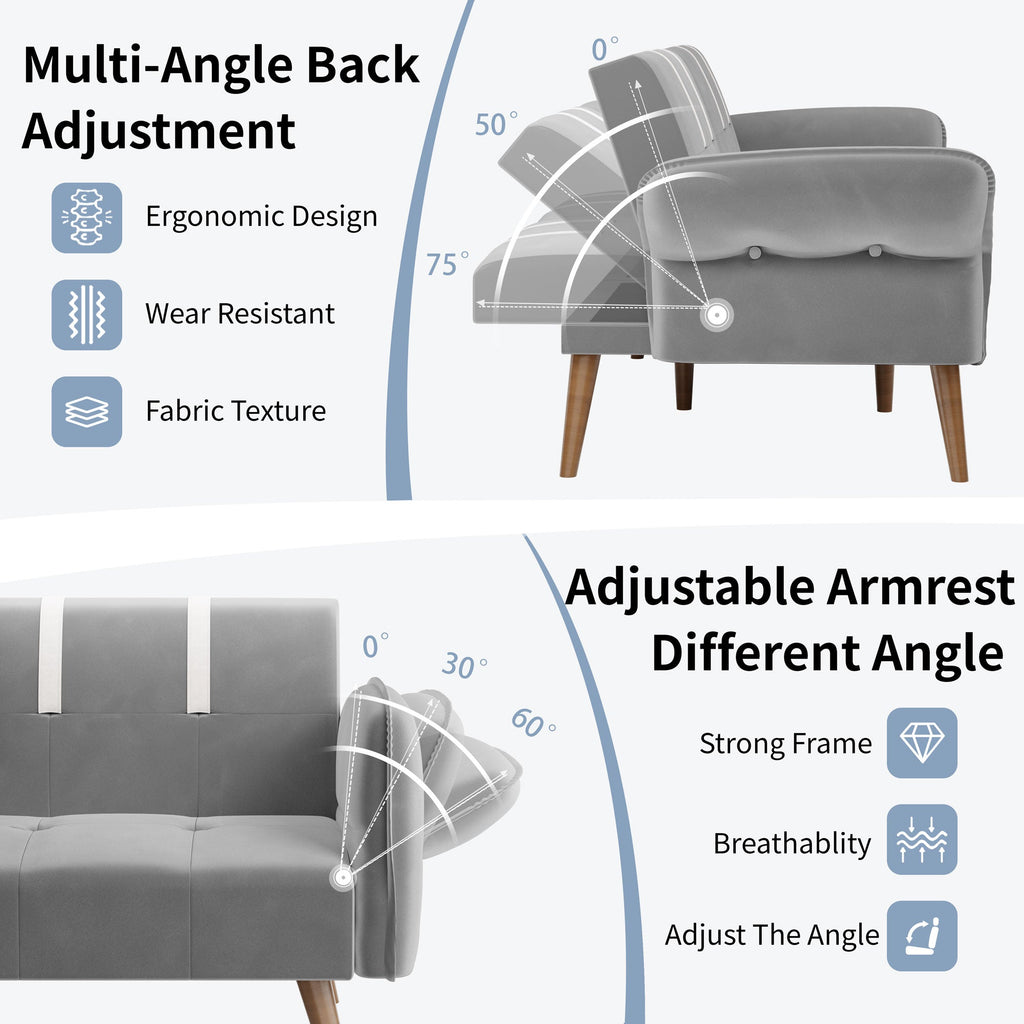 Walsunny Velvet Loveseat Sofa Couch Sofa cama for Apartments (7346697994416)