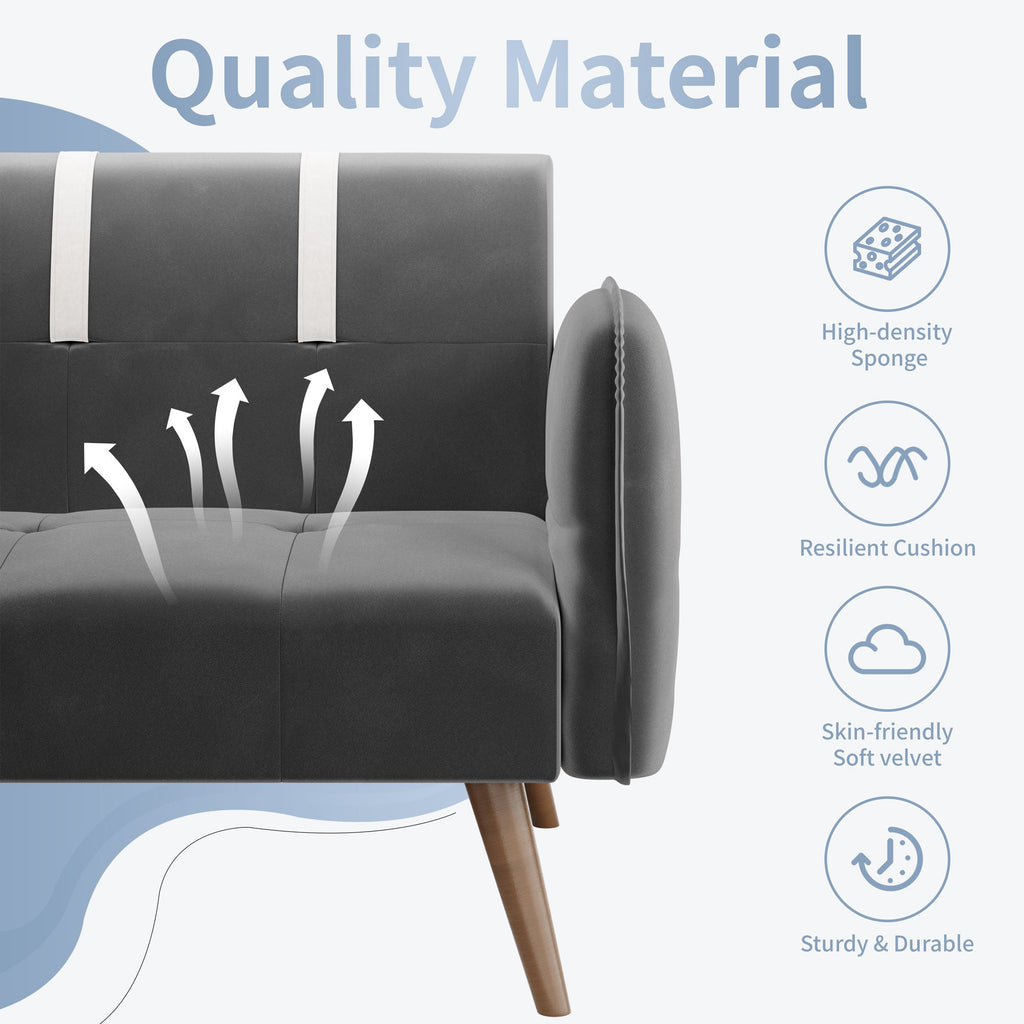 Walsunny Velvet Loveseat Sofa Couch Sofa cama for Apartments (7346697994416)