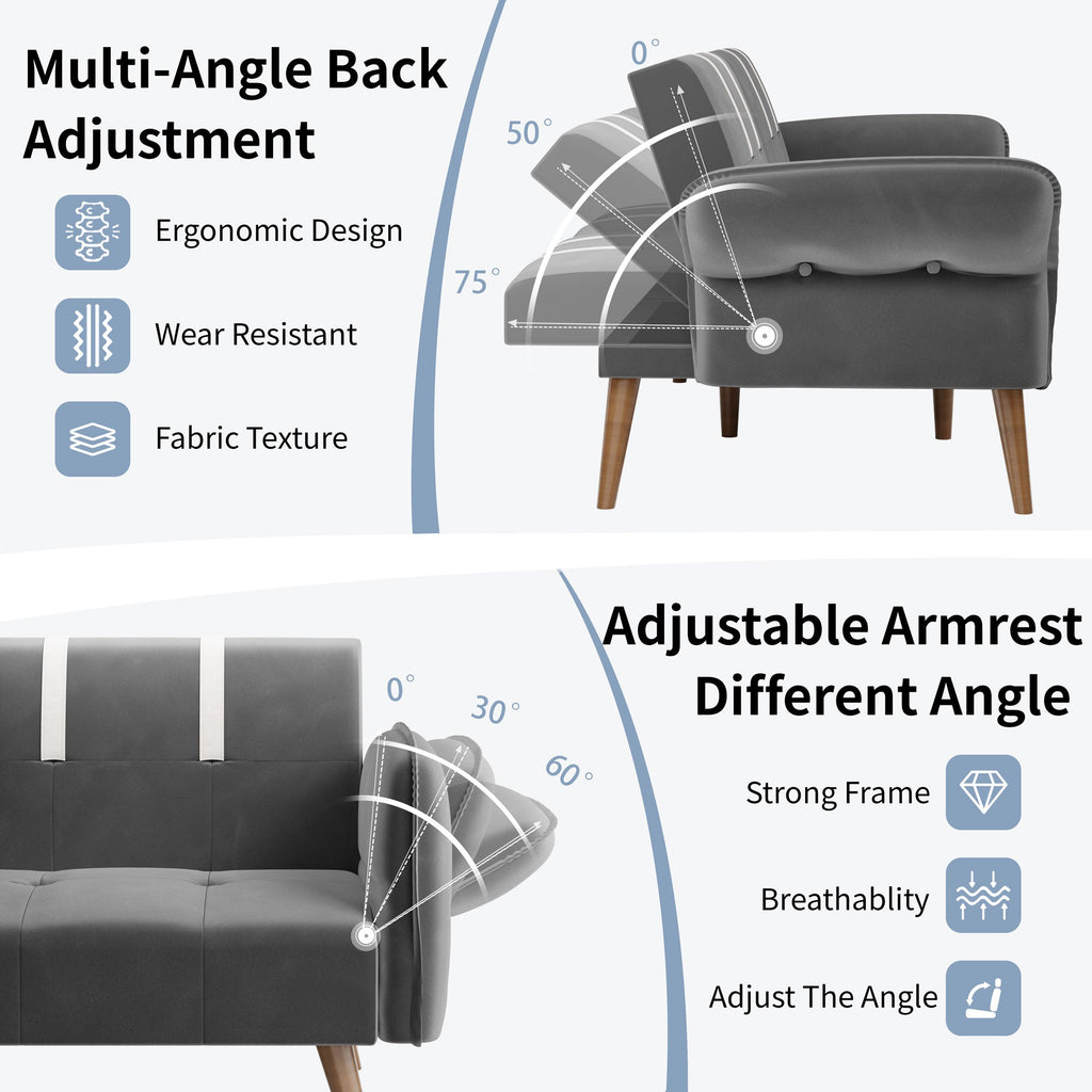Walsunny Velvet Loveseat Sofa Couch Sofa cama for Apartments (7346697994416)