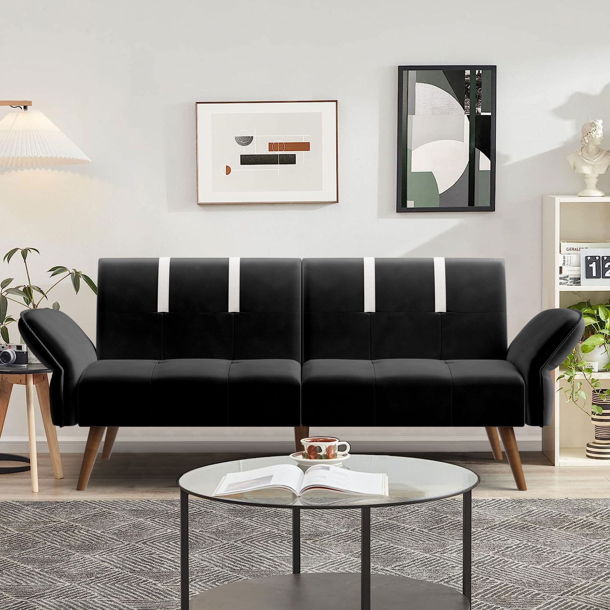 Walsunny Velvet Loveseat Sofa Couch Sofa cama for Apartments (7346697994416)
