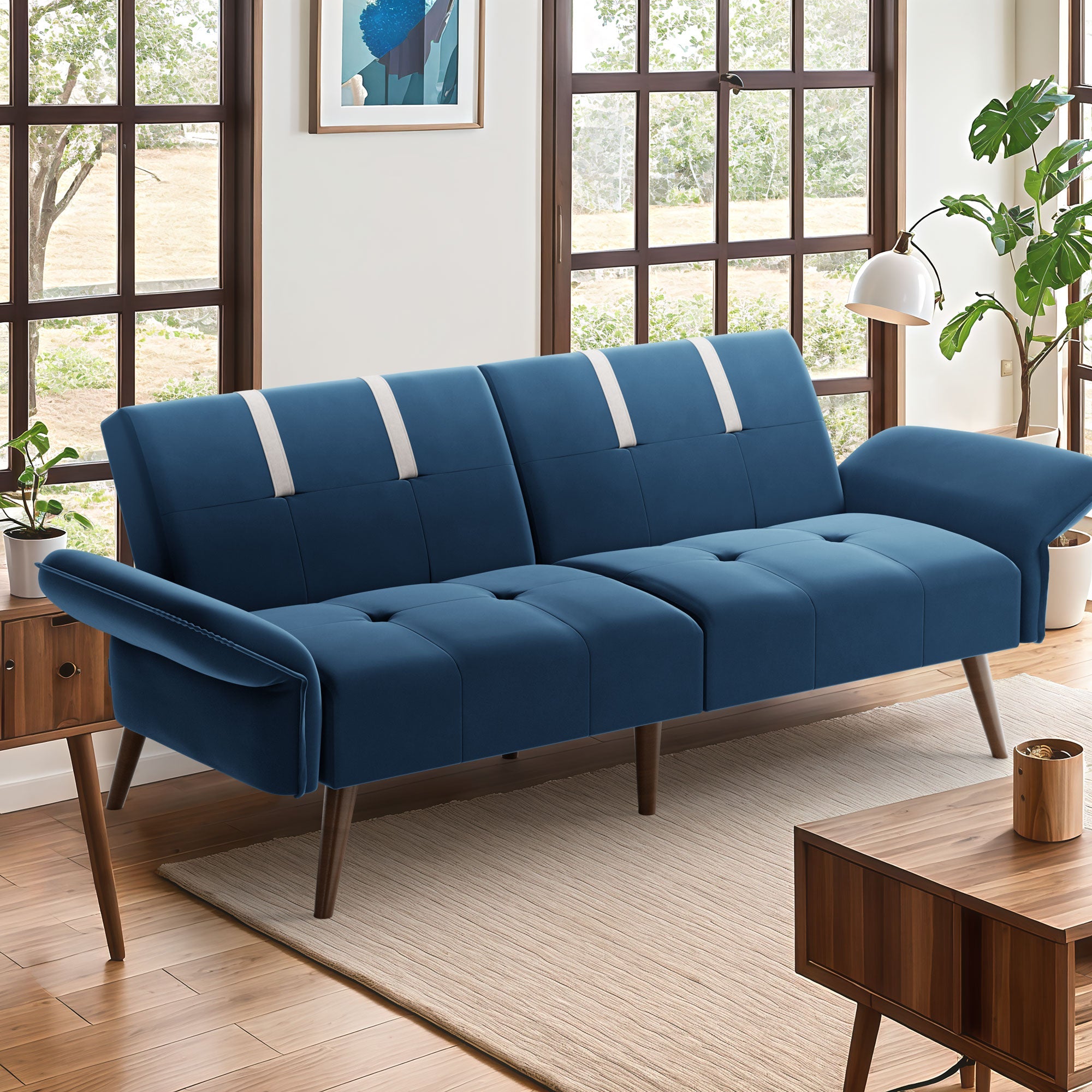 Walsunny Velvet Loveseat Sofa Couch Sofa cama for Apartments (7346697994416)