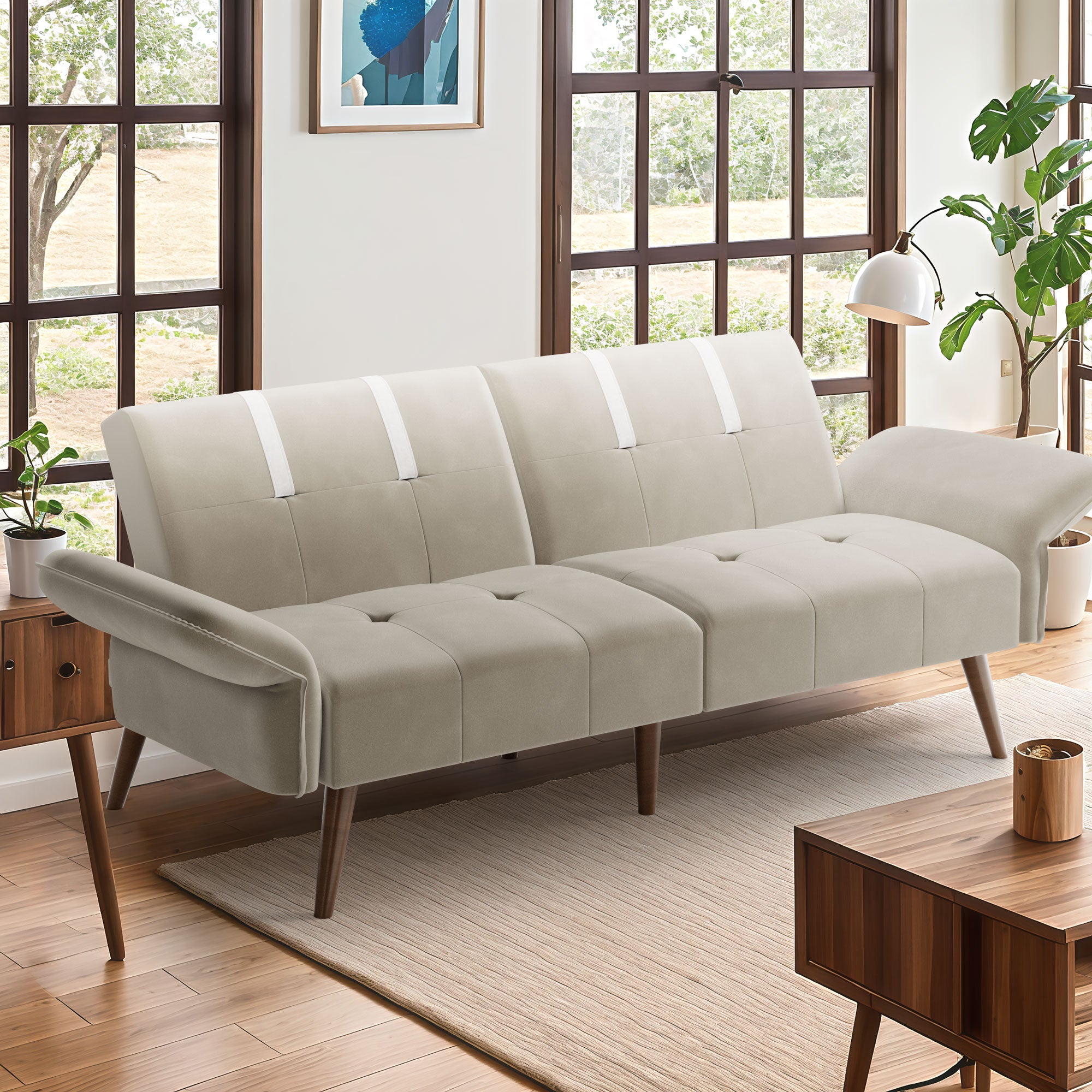 Walsunny Velvet Loveseat Sofa Couch Sofa cama for Apartments (7346697994416)