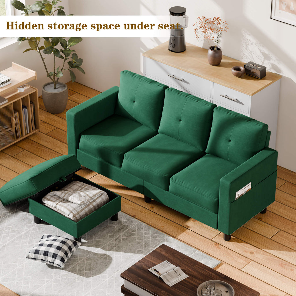 WALSUNNY livingroom sectional couch #color_green #material_linen-fabric