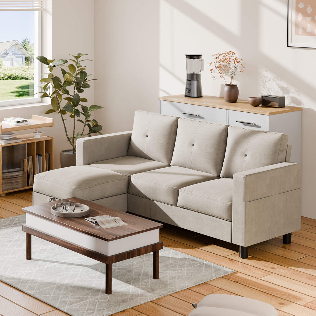 WALSUNNY livingroom sectional couch sectional couch #color_khaki #material_linen-fabric
