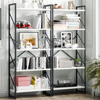 Vongrasig 5 Tier Bookshelf, Modern Industrial Bookcase with Metal Frame | 62” Tall Display Shelf, Free Standing Storage Organizer for Home Office, Living Room, Bedroom