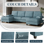 WALSUNNY 106'' Sectional Sofa Couches #color_blue