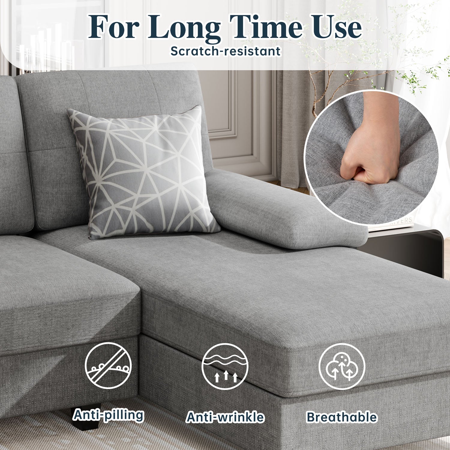 WALSUNNY 106'' Sectional Sofa Couches #color_light-grey