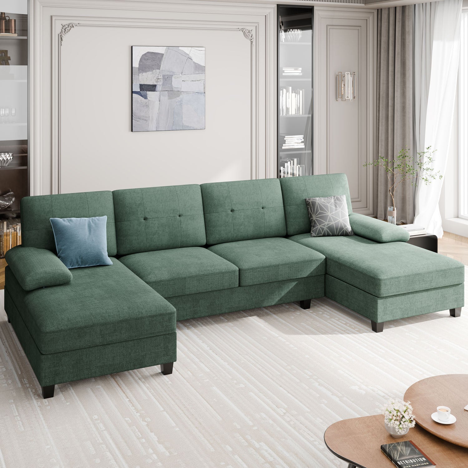 WALSUNNY 106'' Sectional Sofa Couches #color_green