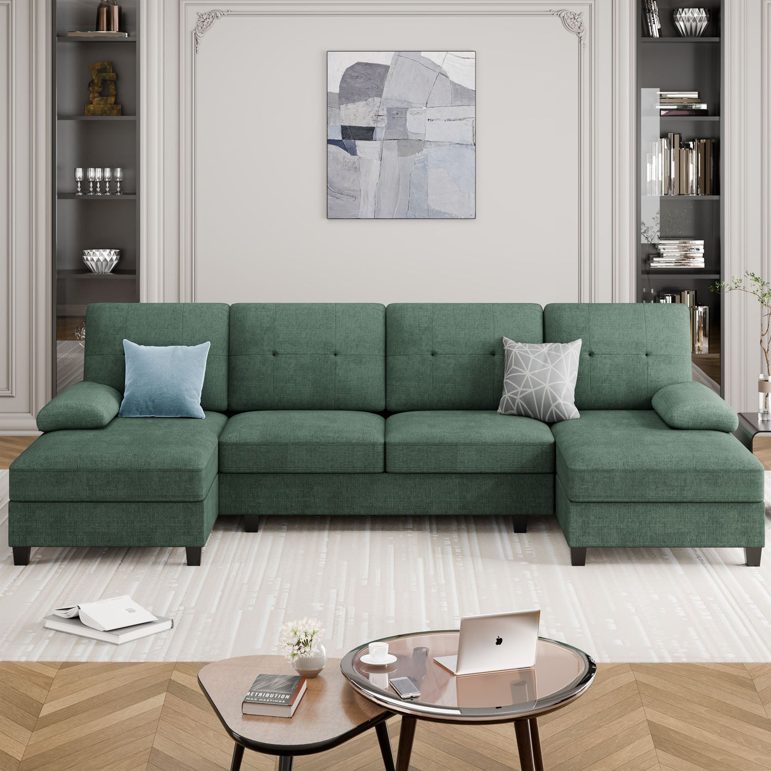 WALSUNNY 106'' Sectional Sofa Couches #color_green