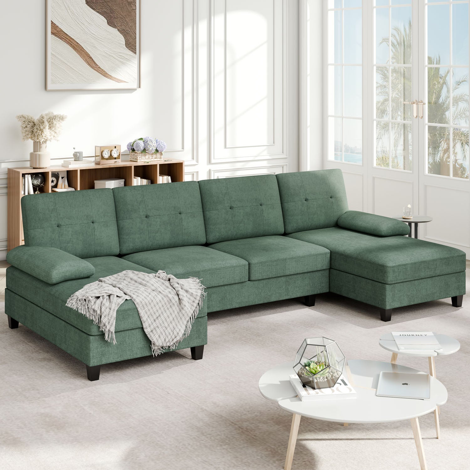 WALSUNNY 106'' Sectional Sofa Couches #color_green