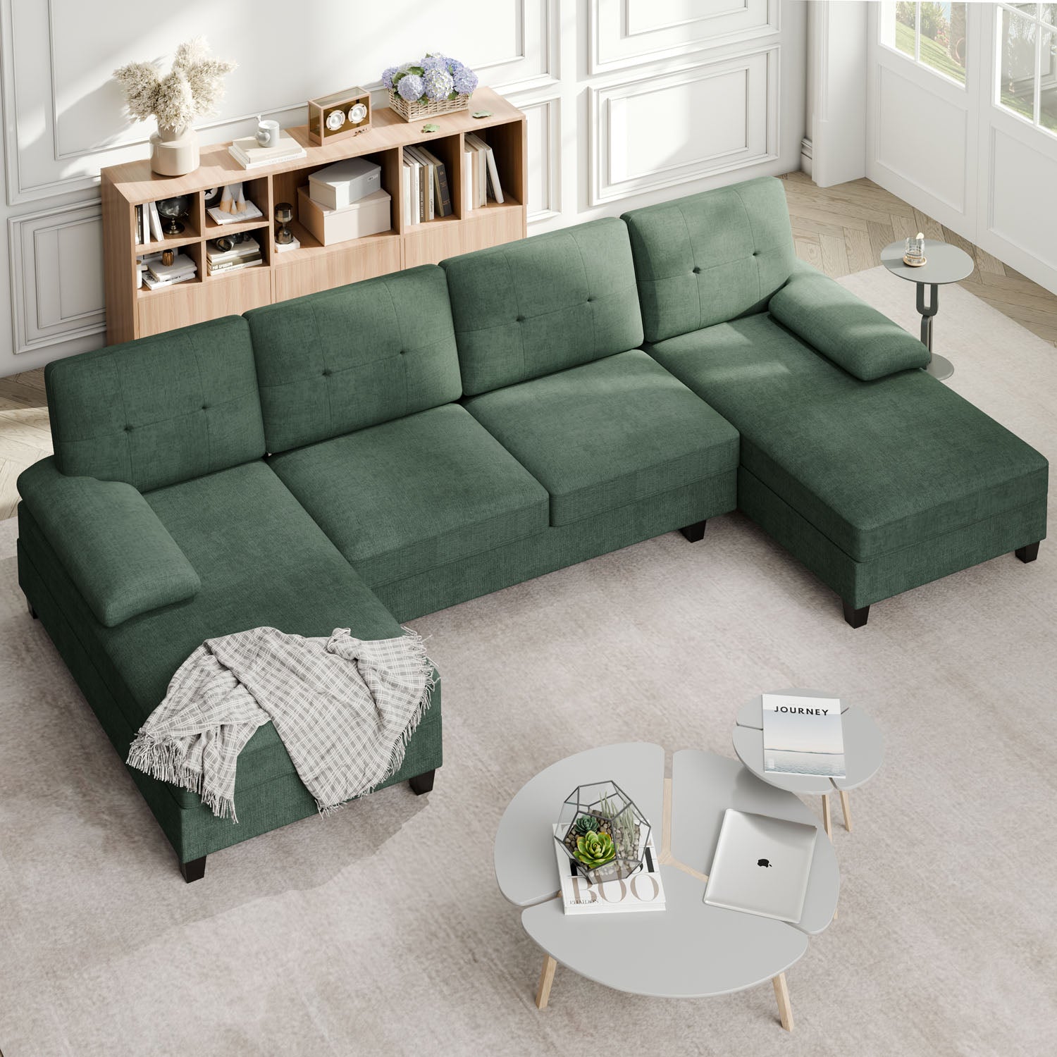 WALSUNNY 106'' Sectional Sofa Couches #color_green