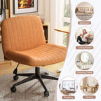 Walsunny Cross Legged Office Chair Armless Wide Chair Cross Legged Office Chair Computer Chair #color_orange #foot_pulley-foot