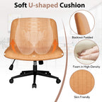 Walsunny Cross Legged Office Chair Armless Wide Chair Cross Legged Office Chair Computer Chair #color_orange #foot_pulley-foot