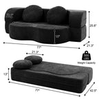 Vongrasig 77” Convertible Sofa Bed, Folding Boneless Couch, Floor Sofa 2-in-1 Curved Couch for Small Living Room, Apartment, Guest Room