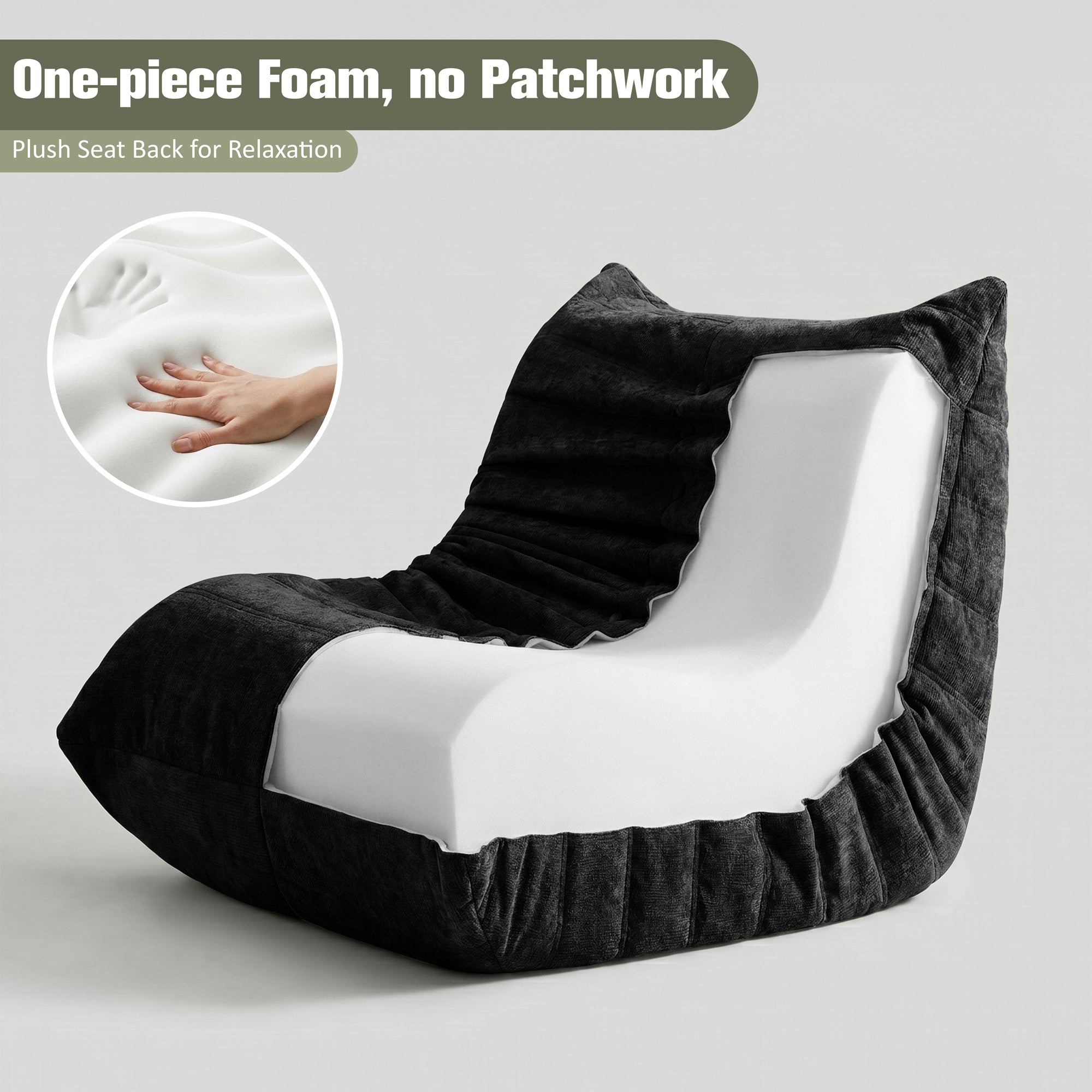 Vongrasig Bean Bag Chair for Adults, Line Fabric Lazy Sofa Couch, Memory Foam Filled Bean Bag Lounge Chair Perfect for Living Room, Bedroom and Office