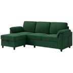 Vongrasig Convertible Sectional Sofa Couch, 3 Seat L Shaped Sofa with Removable Pillows Soft Corduroy Fabric Small Couch Mid Century for Living Room, Apartment and Office, Green
