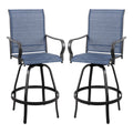 Vongrasig 2 Piece Patio Swivel Bar Chairs, All Weather Metal Textile High Swivel Bar Stools Chairs, Outdoor High Top Bistro Set for Backyard, Lawn Garden, Balcony