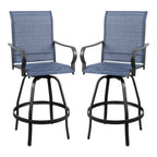 Vongrasig 2 Piece Patio Swivel Bar Chairs, All Weather Metal Textile High Swivel Bar Stools Chairs, Outdoor High Top Bistro Set for Backyard, Lawn Garden, Balcony