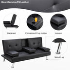 Walsunny livingroom Modern Convertible Sleeper Sofa Bed#color_black