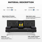 Walsunny livingroom Modern Convertible Sleeper Sofa Bed#color_black