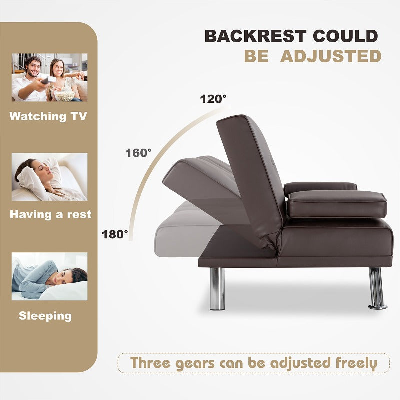Convertible Sleeper Sofa Bed#color_brown