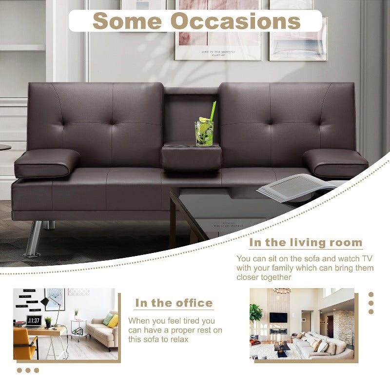 Convertible Sleeper Sofa Bed#color_brown