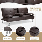 Convertible Sleeper Sofa Bed#color_brown