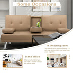 Walsunny Modern Convertible Sleeper Sofa Bed#color_khaki