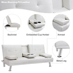 Walsunny Modern Convertible Sleeper Sofa Bed#color_white