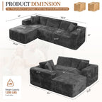 Vongrasig 103" Boneless Sectional Couches for Living Room, L-Shaped Chaise Modular Cloud Couch with Cup Holders on Armrests, Plush Corduroy Comfy Sofa with Memory Foam, No Assembly Required