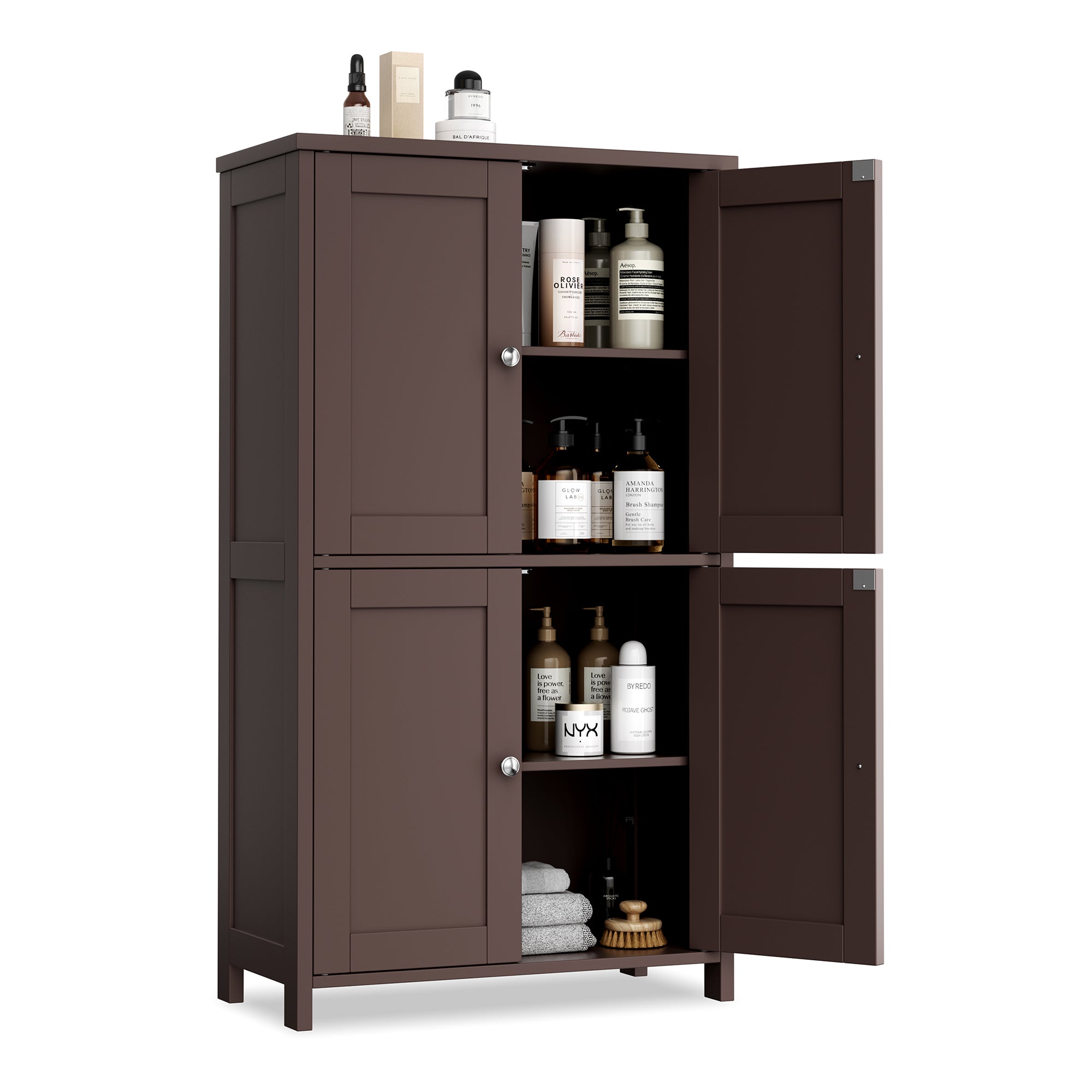 Vongrasig 42.6" Bathroom Storage Cabinet, Modern Floor Cabinet with Doors and Adjustable Shelves, Freestanding Accent Organizer Cupboard for Living Room, Entryway, Kitchen