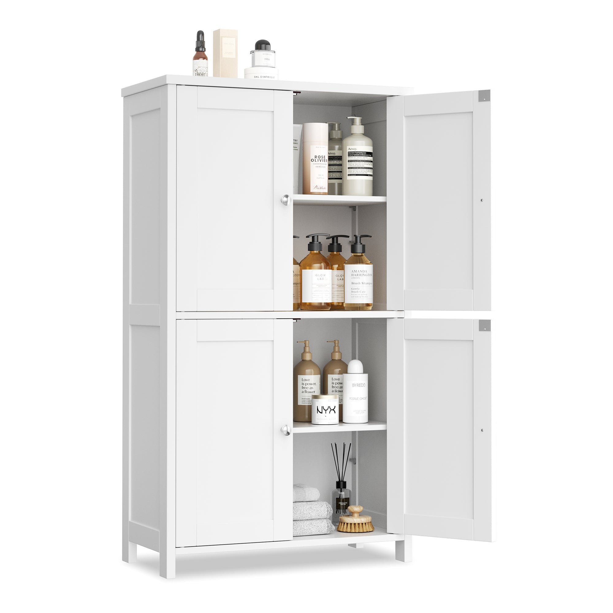 Vongrasig 42.6" Bathroom Storage Cabinet, Modern Floor Cabinet with Doors and Adjustable Shelves, Freestanding Accent Organizer Cupboard for Living Room, Entryway, Kitchen