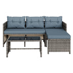 Vongrasig 3 Pieces Patio Furniture Sets, All-Weather Wicker Outdoor Sofa Couch Sectional Set, Small Conversation Set for Patio, Garden w/Cushion, Glass Table